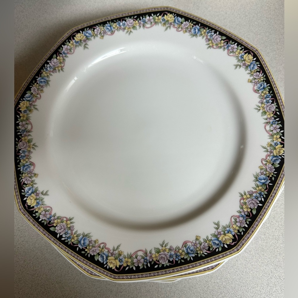 Set of 4 Christopher Stuart Evening Terrace‎ Dinner Plates 10.5” Art Deco MCM